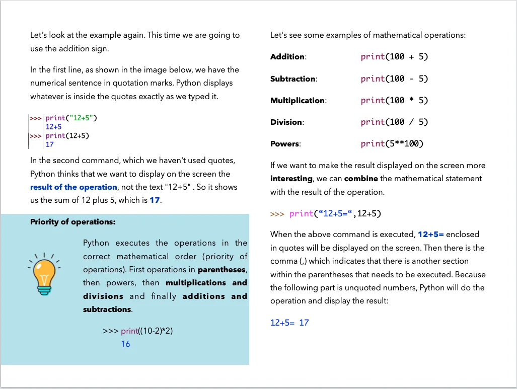 Selected page from Python in Simple Words